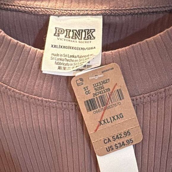 NWT PINK Victoria's Secret XXLarge Long Sleeve Rib Mini Dress - Picture 3 of 5